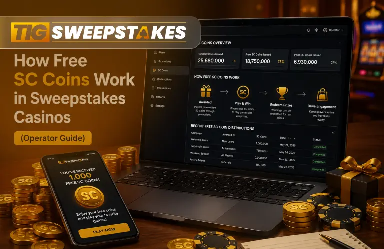 How Free SC Coins Work in Sweepstakes Casinos (Operator Guide)